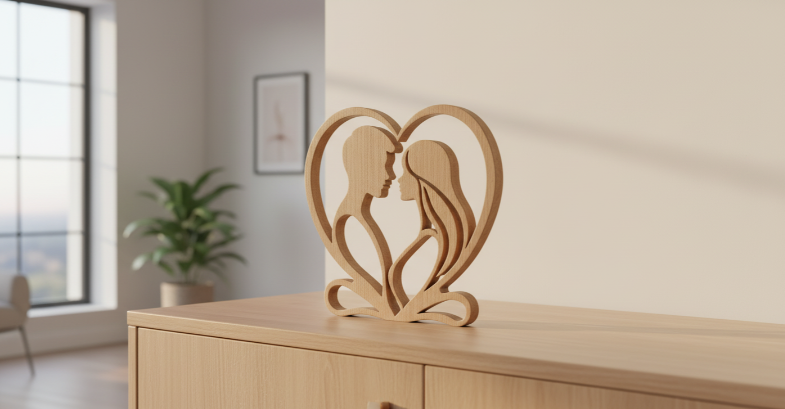 ESCULTURA CASAL NO CORA��O