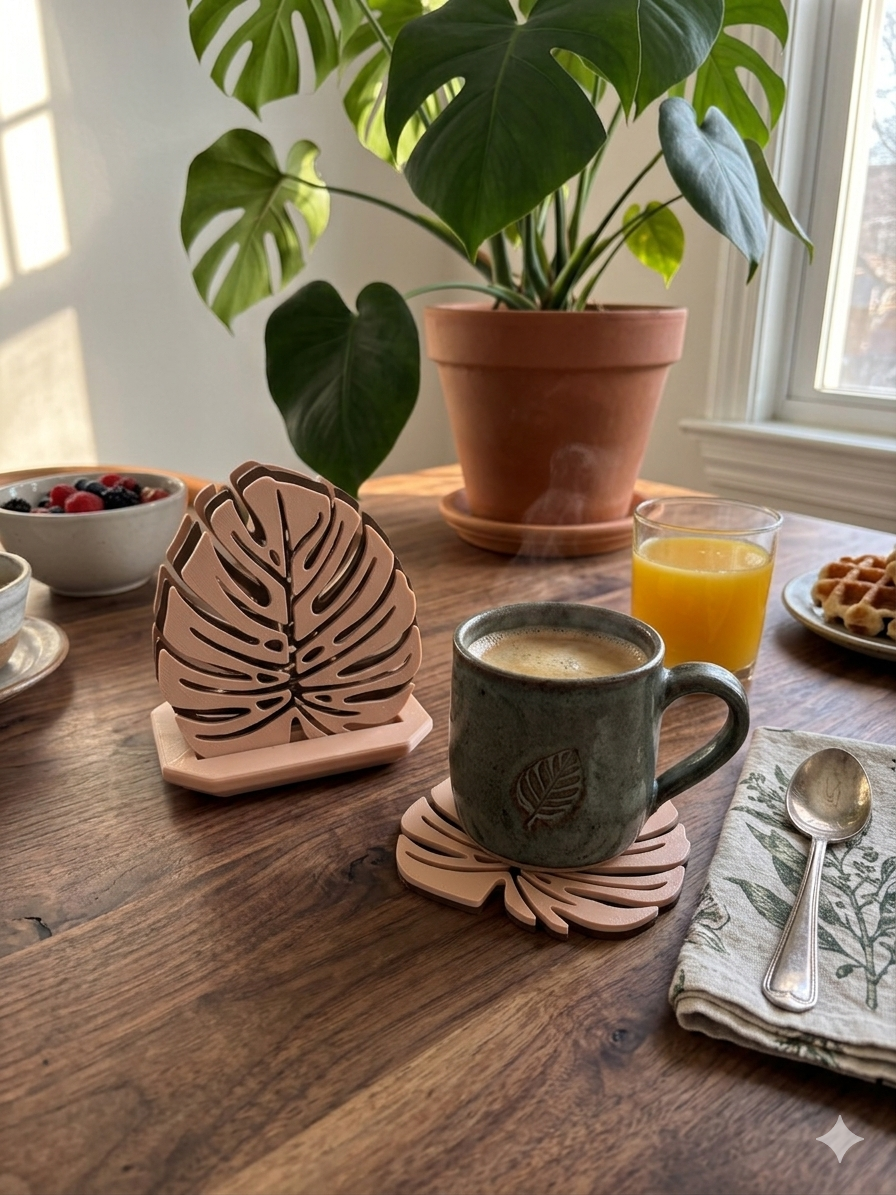 PORTA-COPOS MONSTERA COM SUPORTE